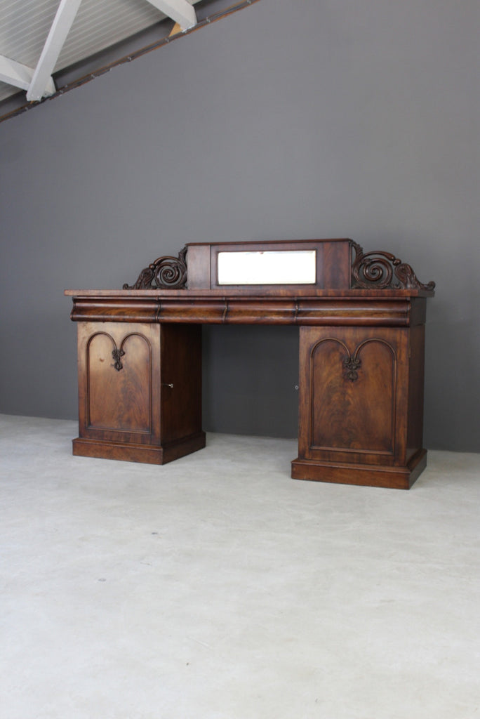 Antique Victorian Mahogany Twin Pedestal Sideboard - Kernow Furniture