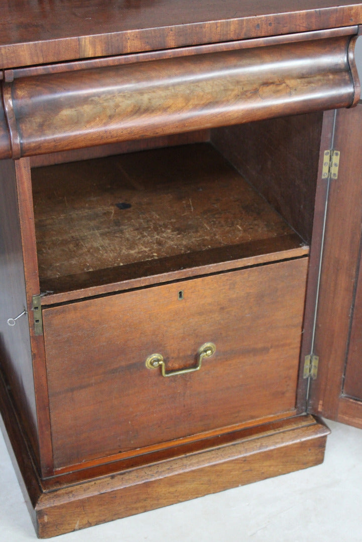 Antique Victorian Mahogany Twin Pedestal Sideboard - Kernow Furniture