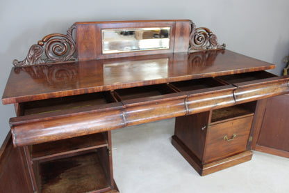 Antique Victorian Mahogany Twin Pedestal Sideboard - Kernow Furniture