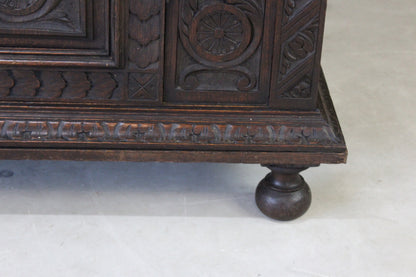 Antique Carved Oak Cupboard - Kernow Furniture