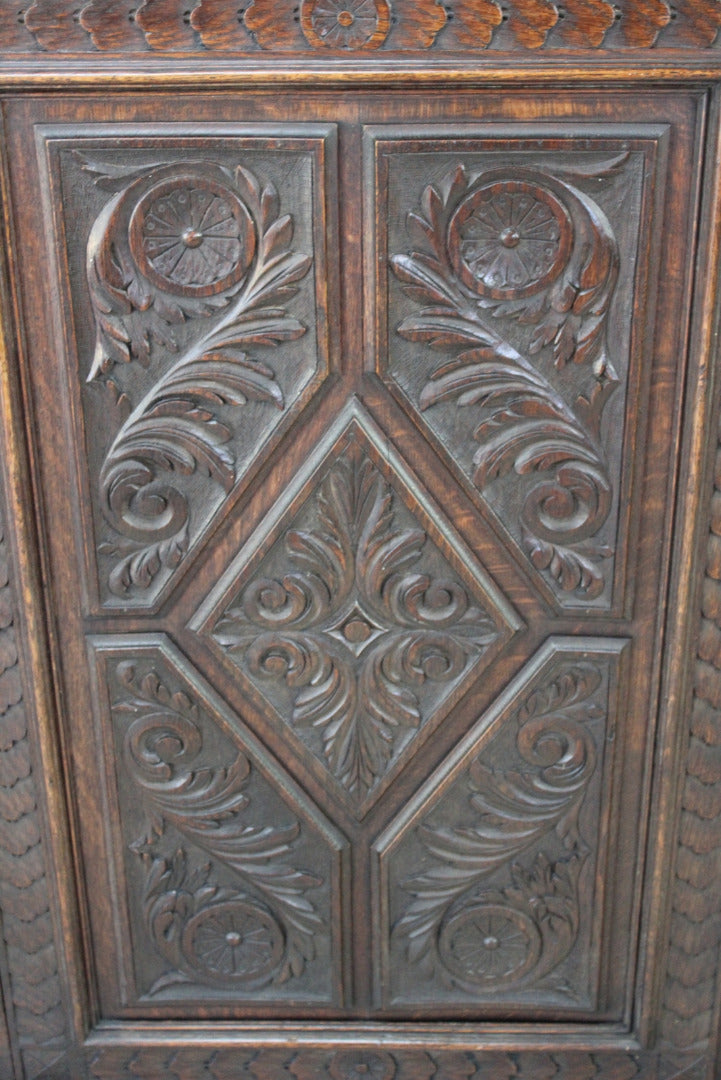 Antique Carved Oak Cupboard - Kernow Furniture