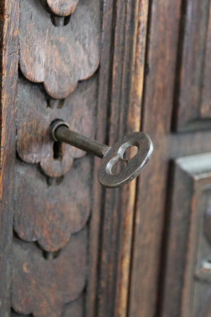 Antique Carved Oak Cupboard - Kernow Furniture