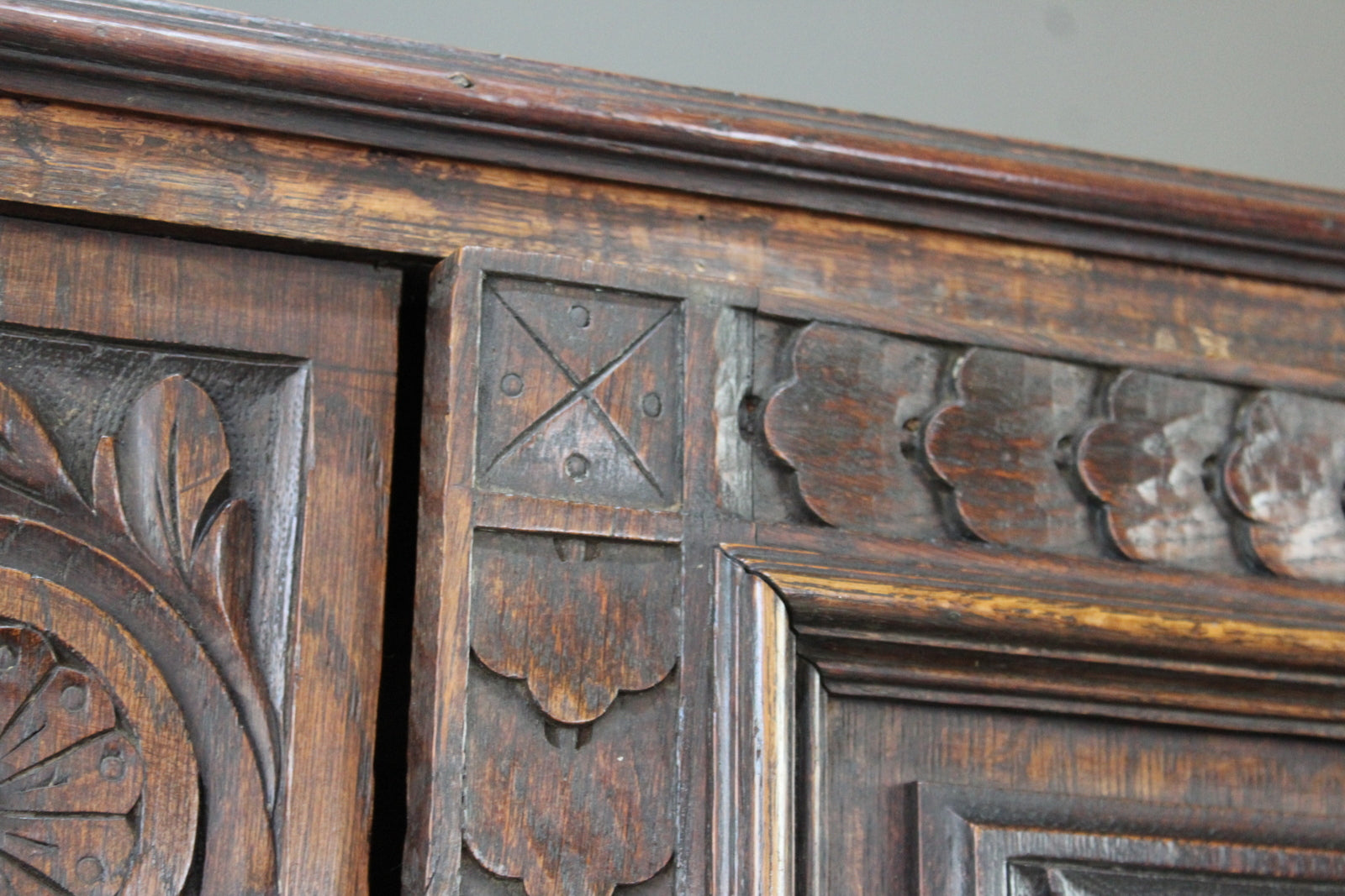 Antique Carved Oak Cupboard - Kernow Furniture