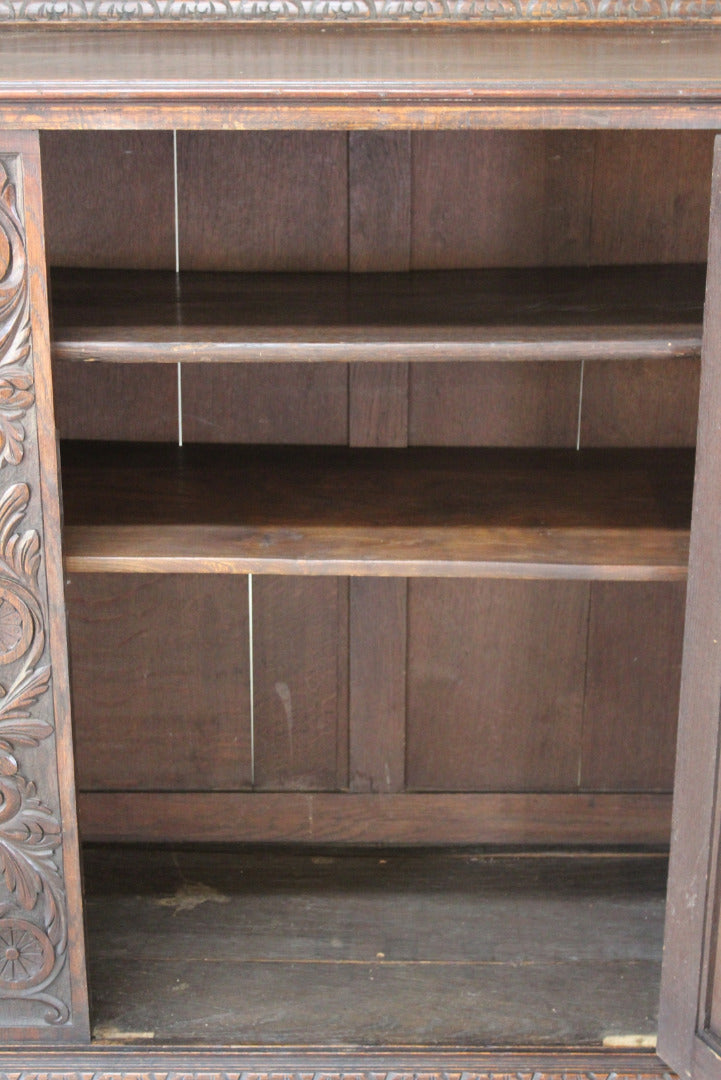 Antique Carved Oak Cupboard - Kernow Furniture