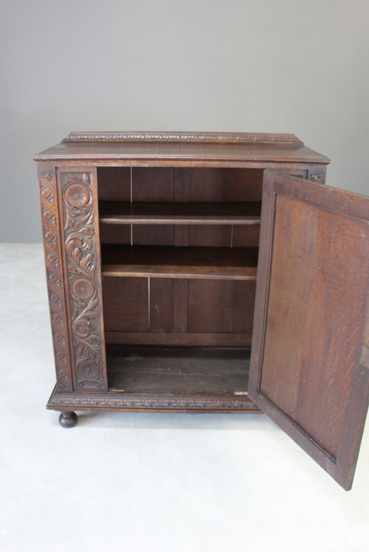 Antique Carved Oak Cupboard - Kernow Furniture