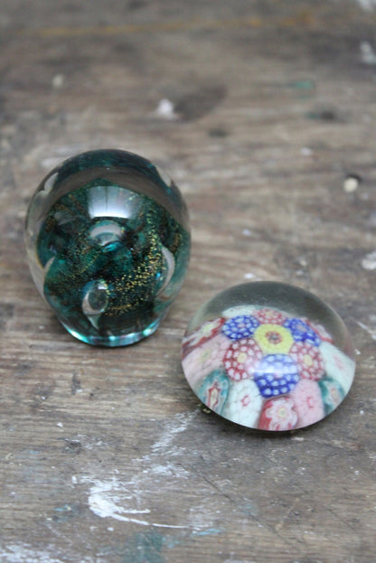 Pair Glass Paperweights - Kernow Furniture