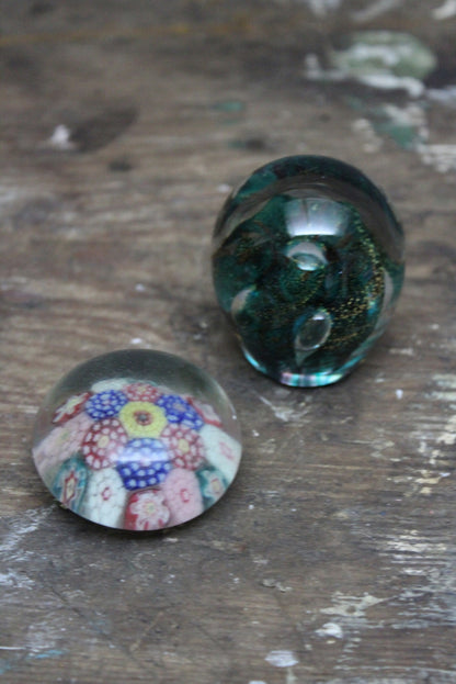 Pair Glass Paperweights - Kernow Furniture