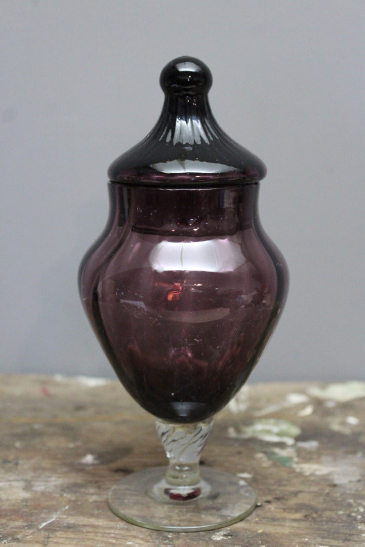Purple Glass Covered Jar - Kernow Furniture