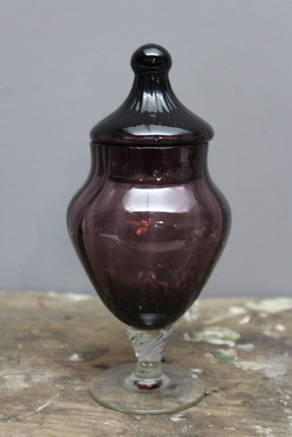 Purple Glass Covered Jar - Kernow Furniture