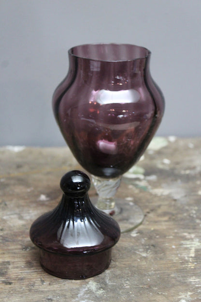 Purple Glass Covered Jar - Kernow Furniture