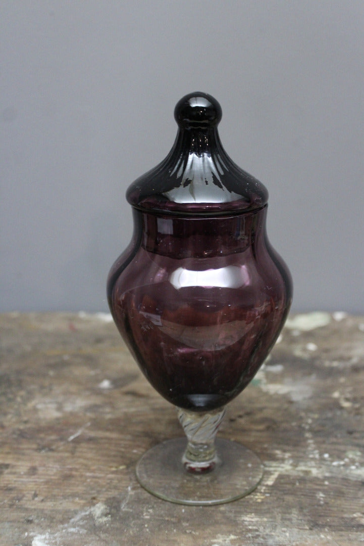 Purple Glass Covered Jar - Kernow Furniture