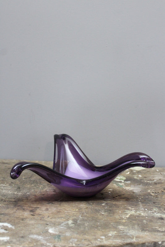 Retro Purple Glass Bowl - Kernow Furniture