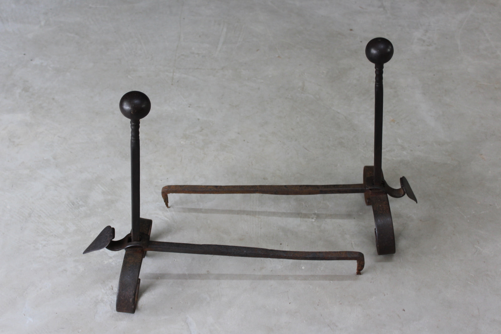 Pair Arts & Crafts Iron Fire Dogs - Kernow Furniture