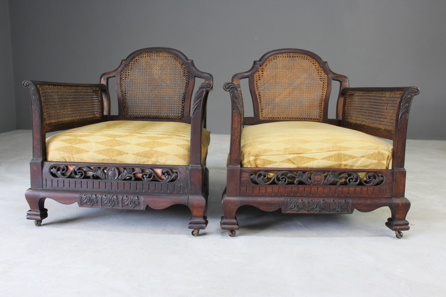 Pair Bergere Cane Armchairs - Kernow Furniture