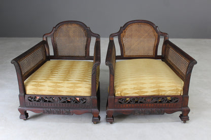 Pair Bergere Cane Armchairs - Kernow Furniture