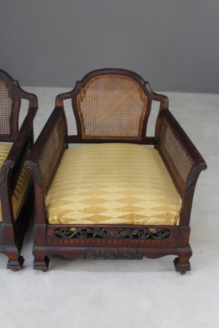 Pair Bergere Cane Armchairs - Kernow Furniture