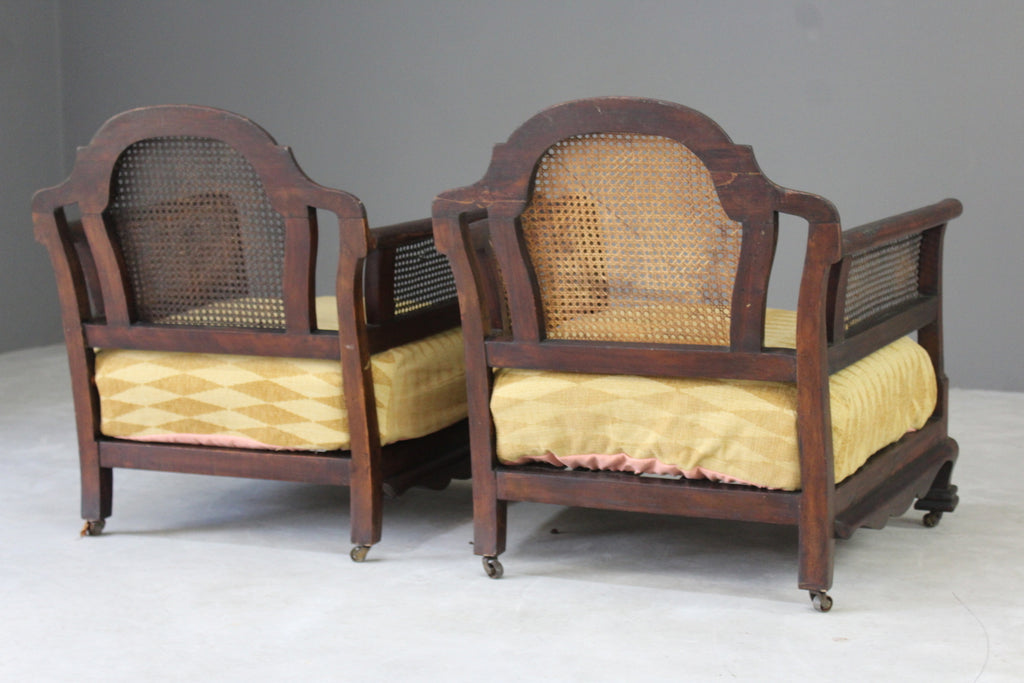 Pair Bergere Cane Armchairs - Kernow Furniture