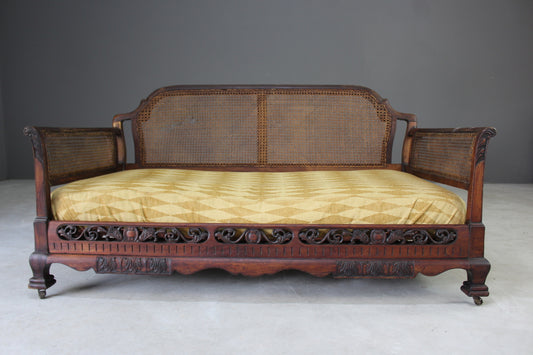 Antique Bergere Cane Sofa - Kernow Furniture