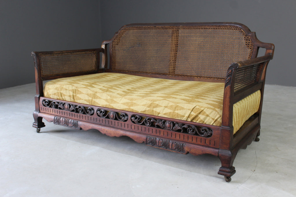 Antique Bergere Cane Sofa - Kernow Furniture