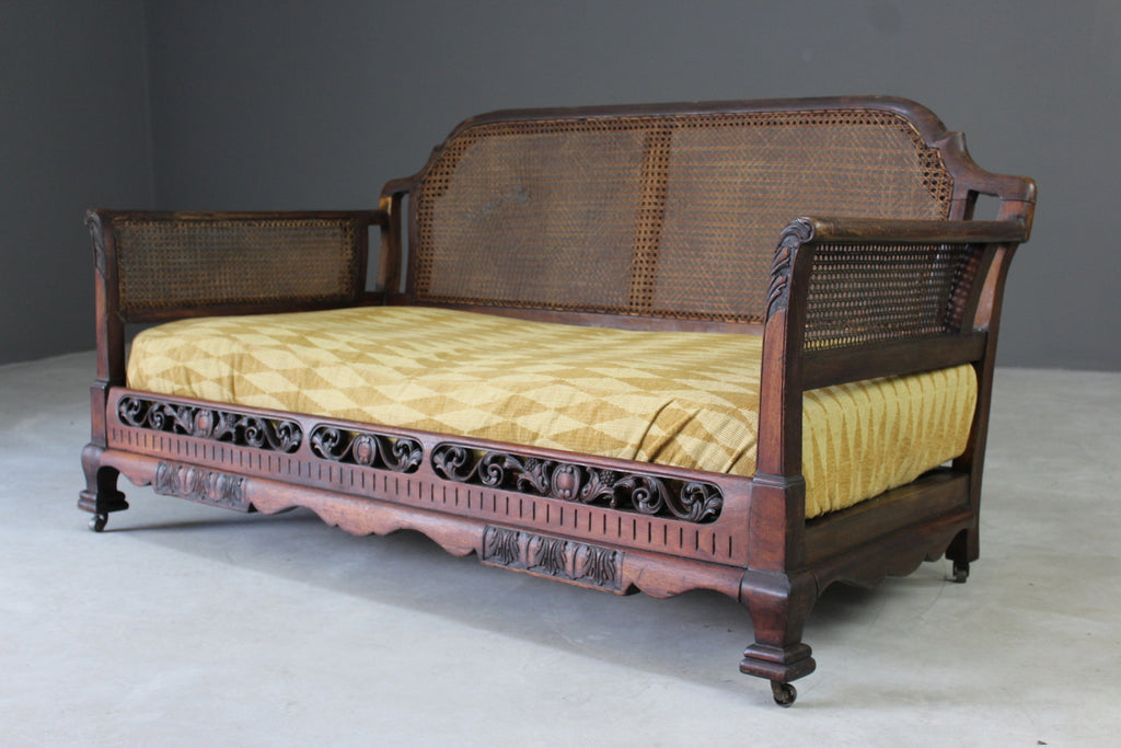Antique Bergere Cane Sofa - Kernow Furniture