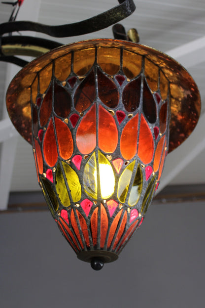 Antique Stained Glass Art Nouveau Style Wall Light - Kernow Furniture