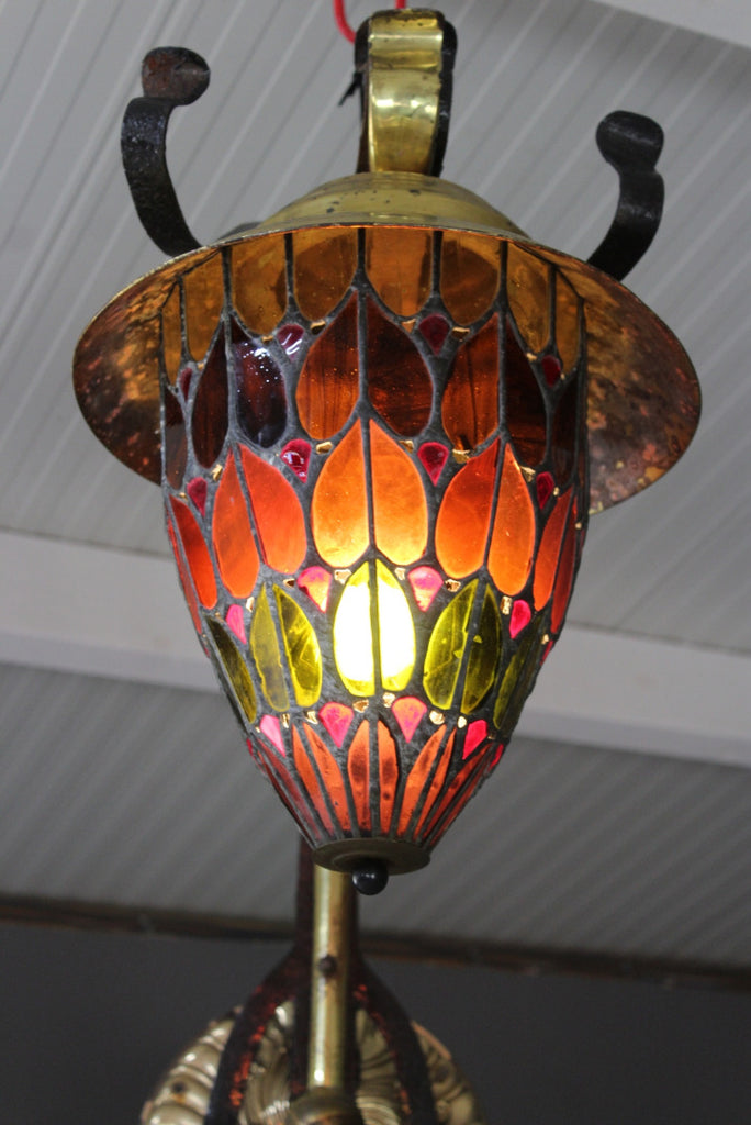 Antique Stained Glass Art Nouveau Style Wall Light - Kernow Furniture