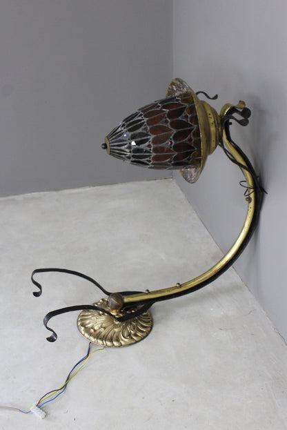 Antique Stained Glass Art Nouveau Style Wall Light - Kernow Furniture