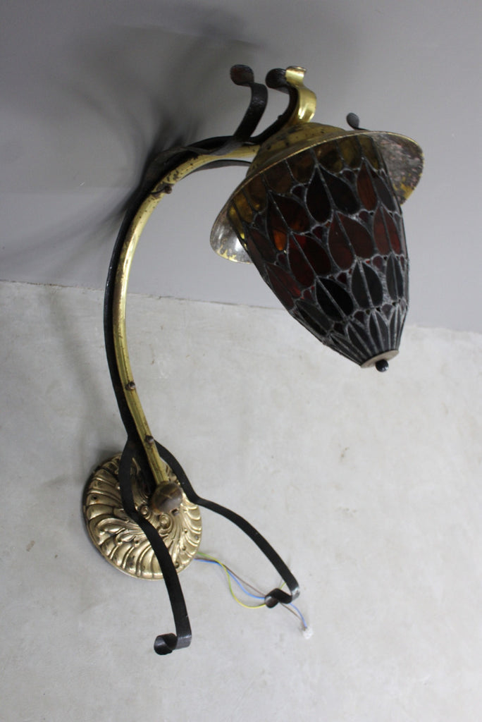 Antique Stained Glass Art Nouveau Style Wall Light - Kernow Furniture