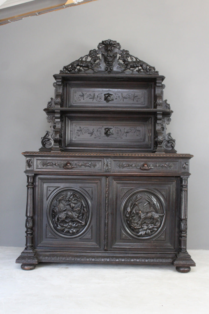 Antique Carved French Hunt Cabinet - Kernow Furniture