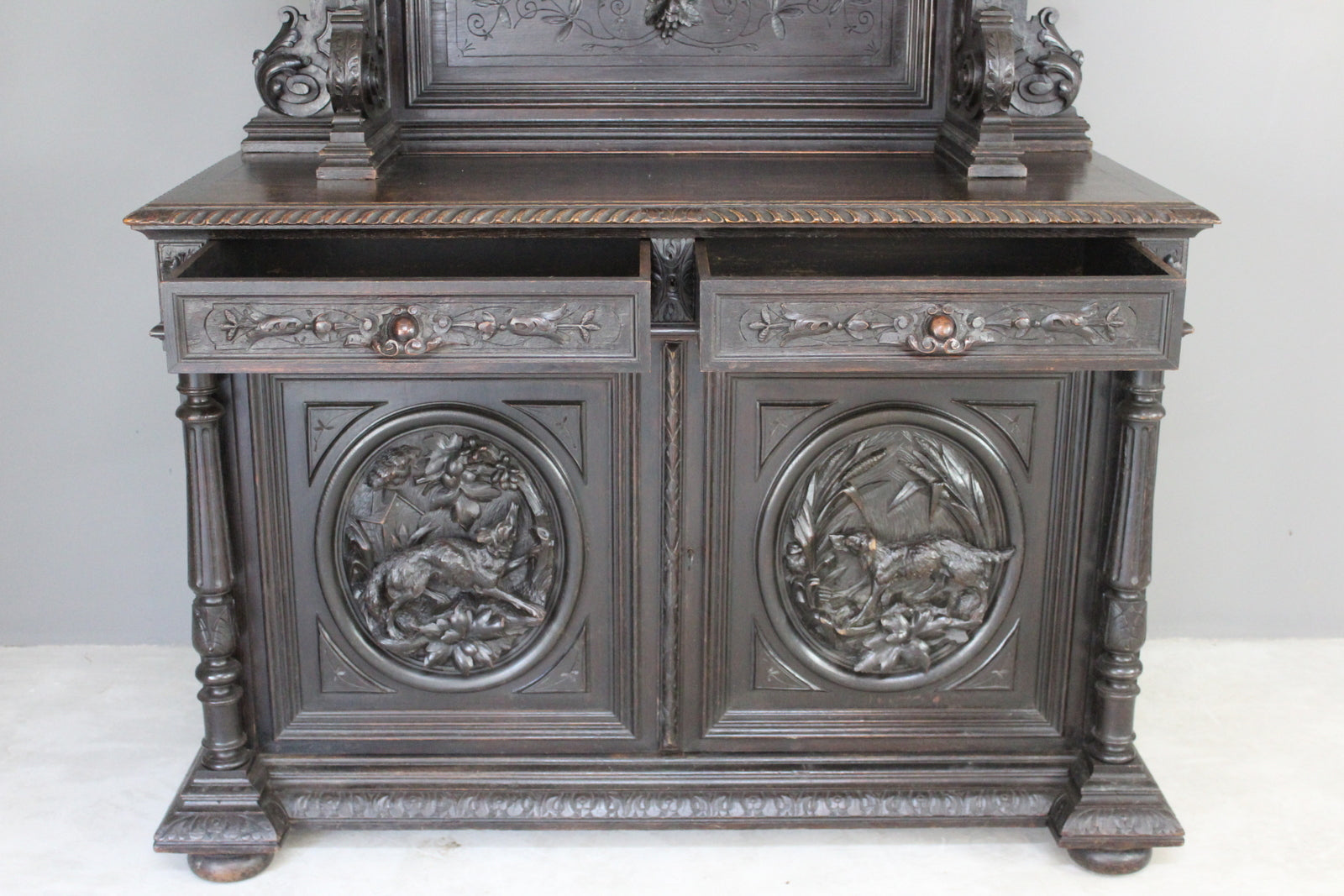 Antique Carved French Hunt Cabinet - Kernow Furniture