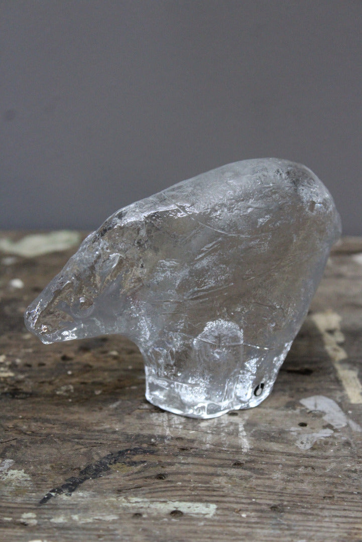 Pukeberg Sweden Glass Polar Bear - Kernow Furniture