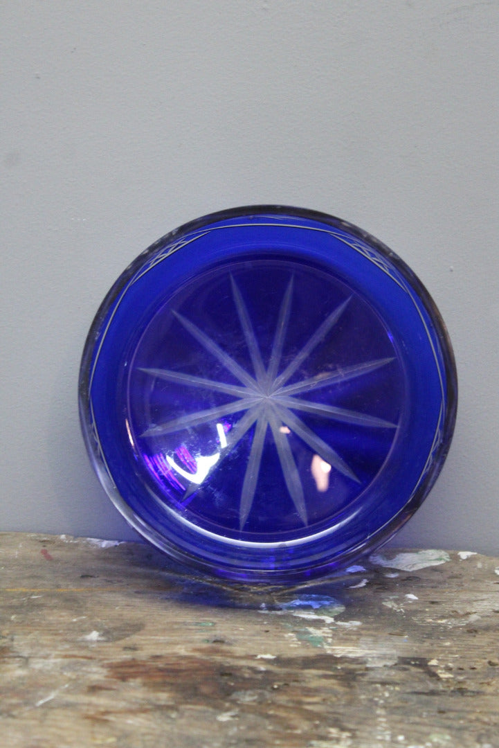 Blue Cut Glass Bowl - Kernow Furniture