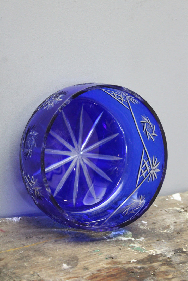 Blue Cut Glass Bowl - Kernow Furniture