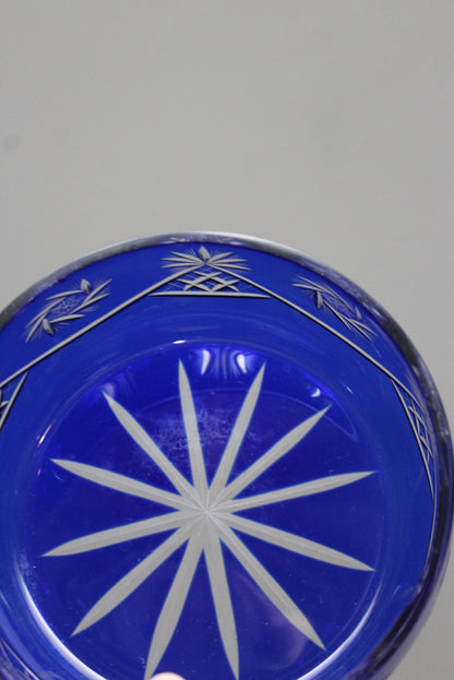 Blue Cut Glass Bowl - Kernow Furniture