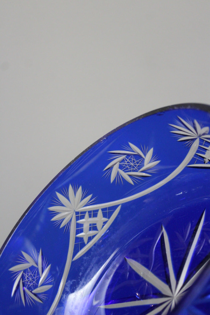 Blue Cut Glass Bowl - Kernow Furniture