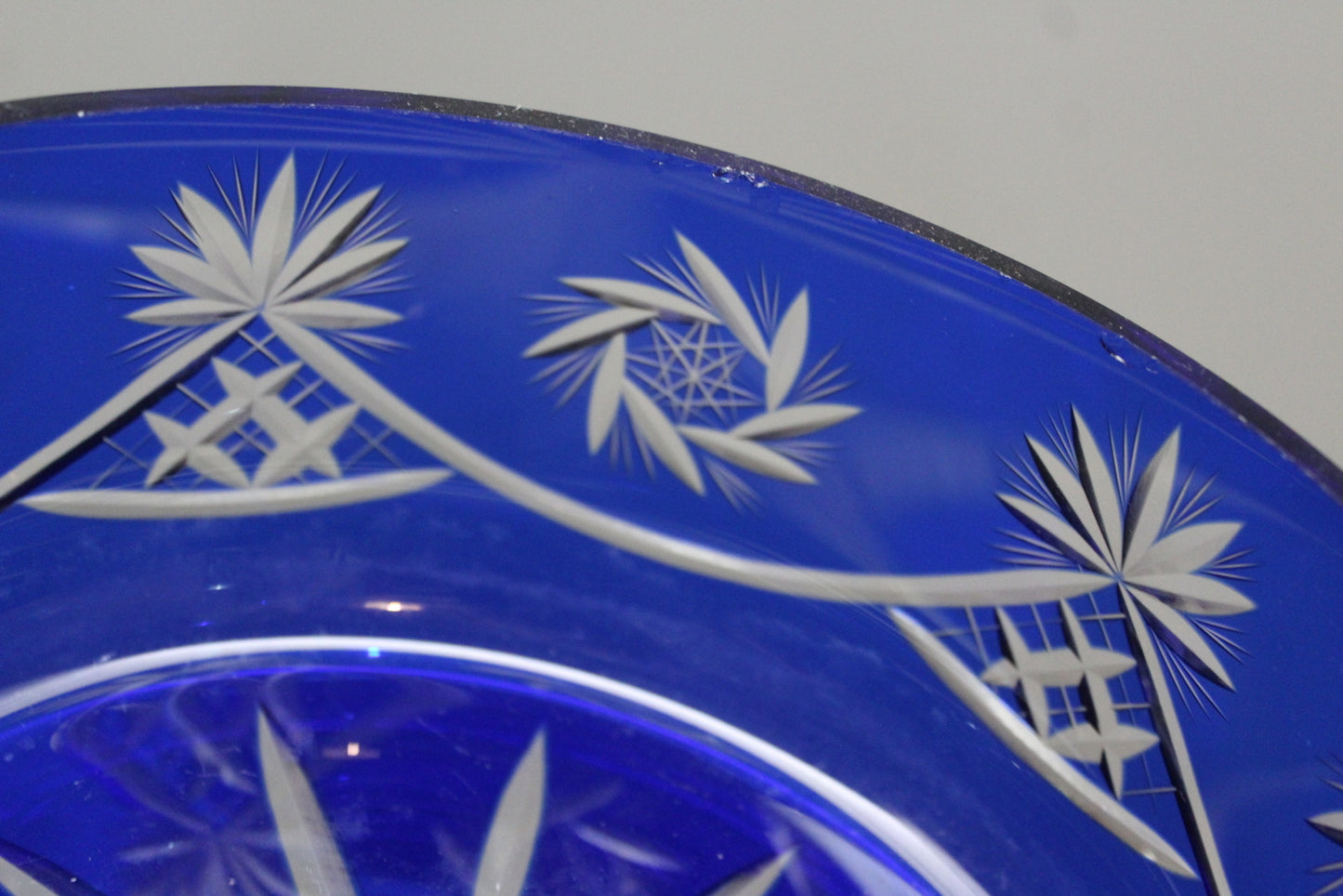 Blue Cut Glass Bowl - Kernow Furniture