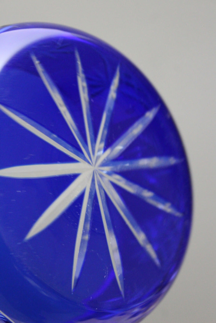 Blue Cut Glass Bowl - Kernow Furniture