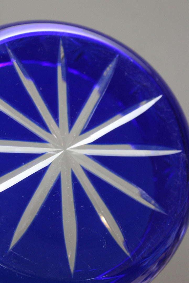 Blue Cut Glass Bowl - Kernow Furniture