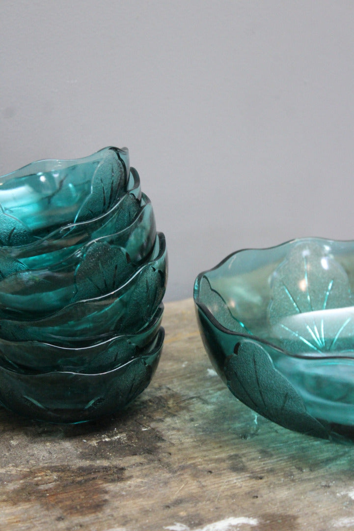 Green Glass Dessert Set - Kernow Furniture