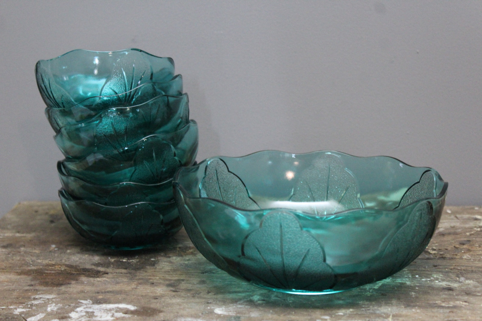 Green Glass Dessert Set - Kernow Furniture