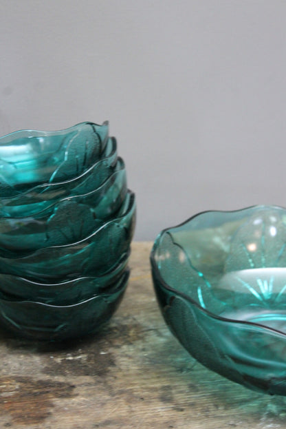 Green Glass Dessert Set - Kernow Furniture