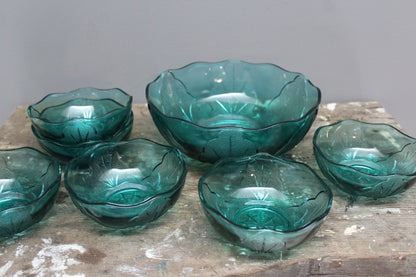 Green Glass Dessert Set - Kernow Furniture