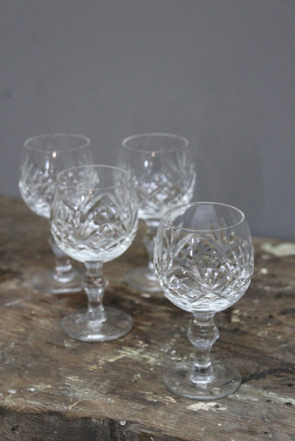 4 Cut Glass Port Glasses - Kernow Furniture