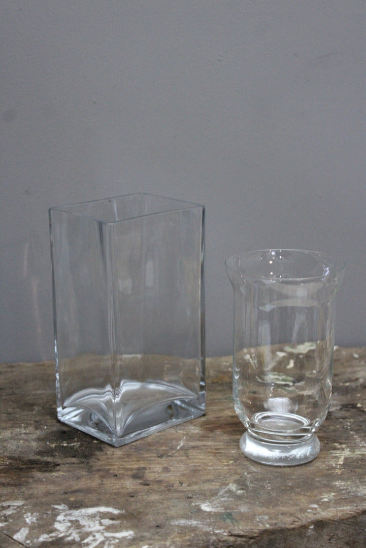 Pair Contemporary Glass Vase - Kernow Furniture