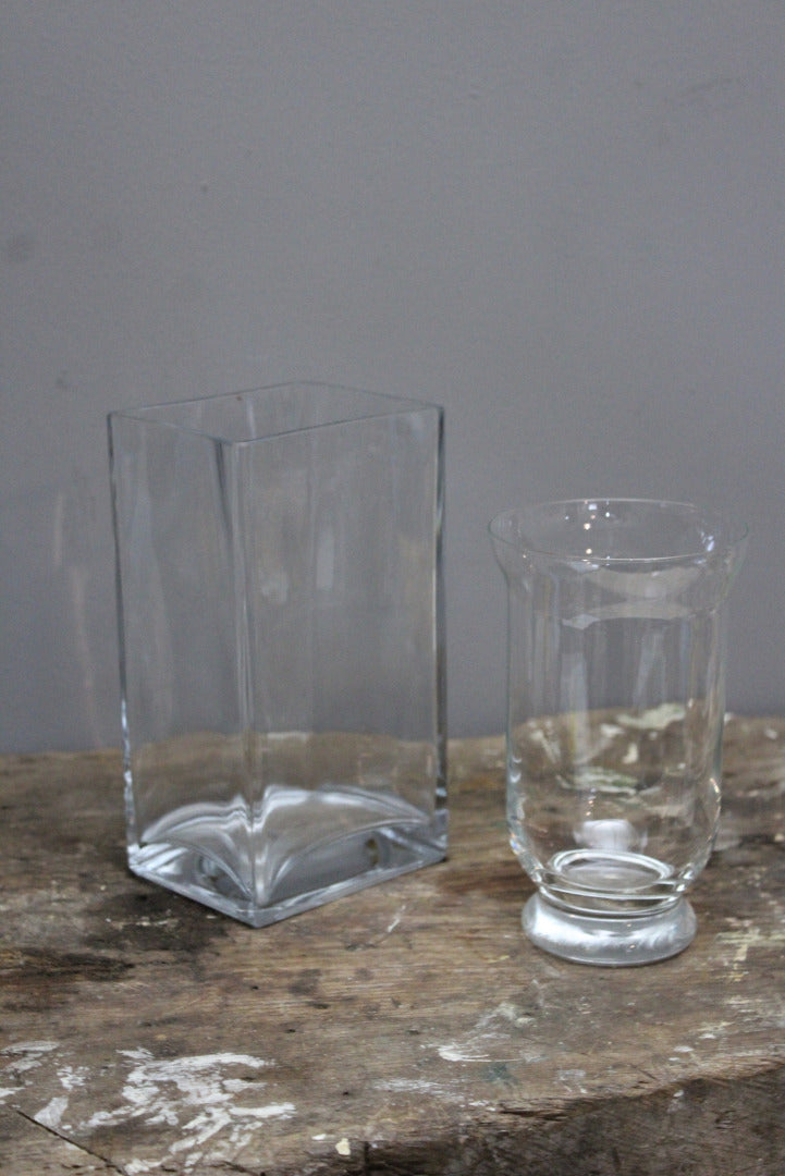 Pair Contemporary Glass Vase - Kernow Furniture