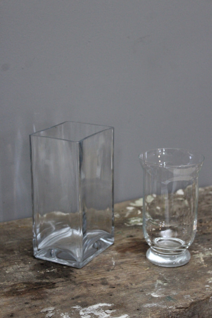 Pair Contemporary Glass Vase - Kernow Furniture