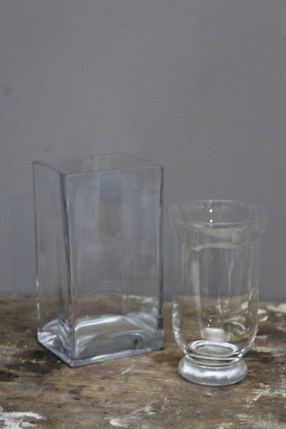 Pair Contemporary Glass Vase - Kernow Furniture