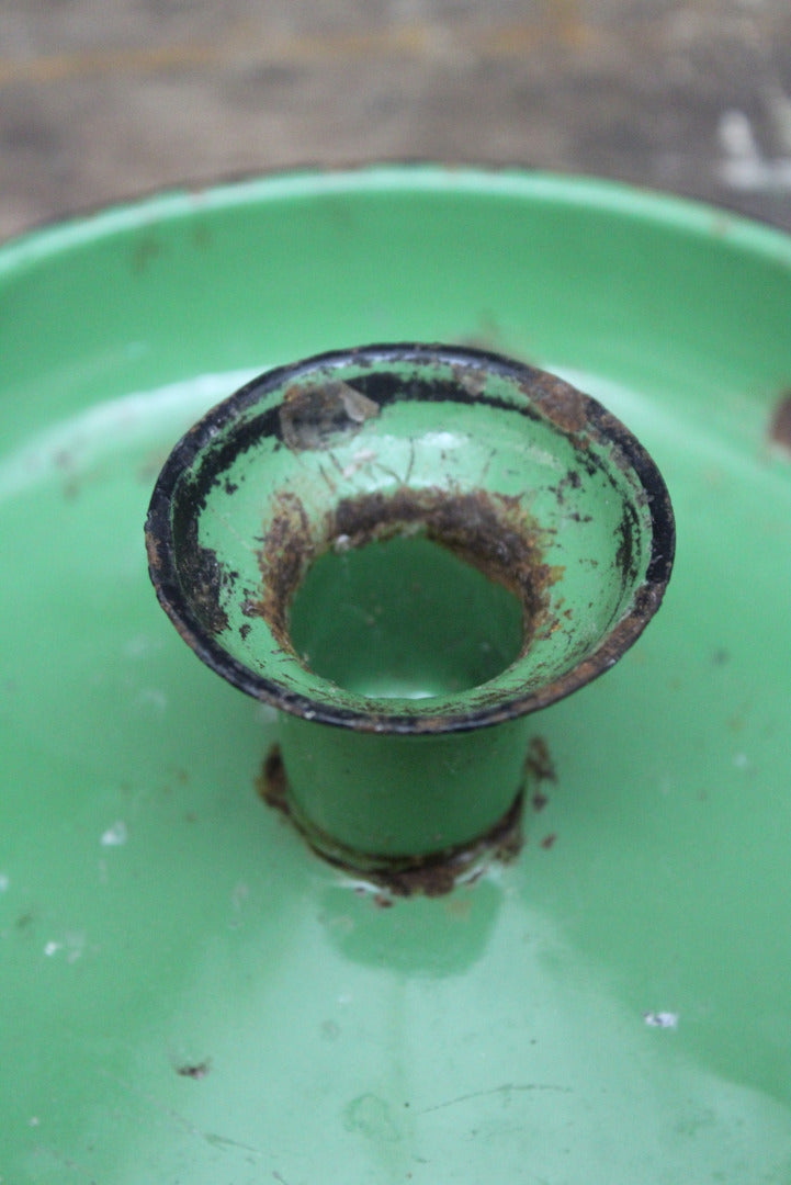 Vintage Green Enamel Candle Holder - Kernow Furniture