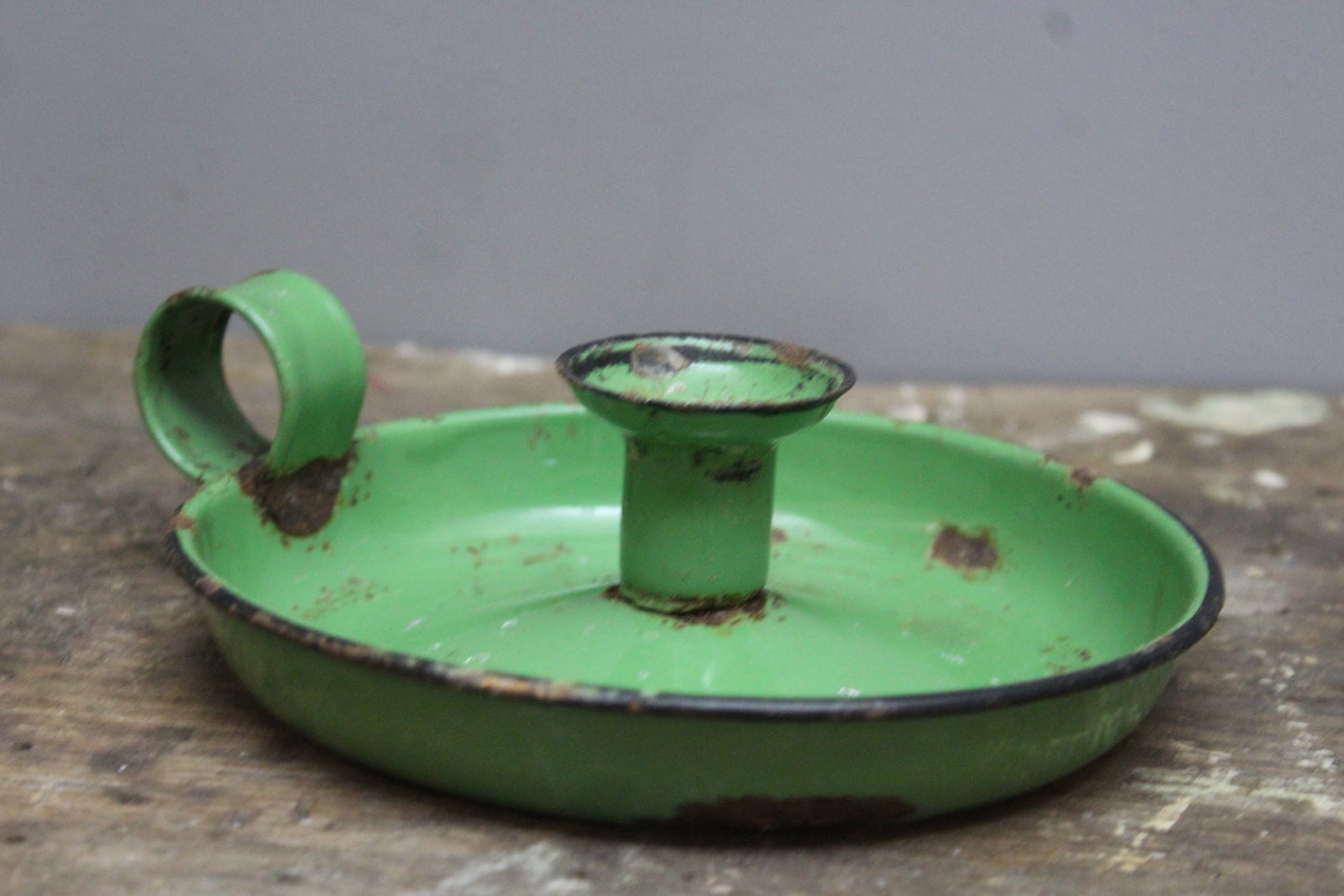 Vintage Green Enamel Candle Holder - Kernow Furniture