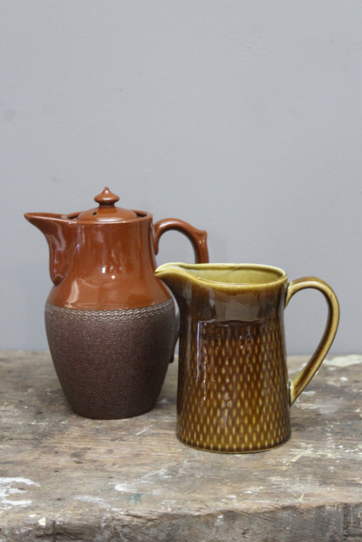 Brown Glazed Coffee Pot & Stavangerflint Jug - Kernow Furniture